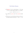The Division Theorem • Theorem Let n be a fixed integer ≥ 2. For