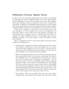 Definitions of Linear Algebra Terms