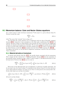 III.3 Momentum balance: Euler and Navier–Stokes equations