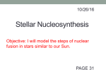 Notes: Stellar Nucleosynthesis