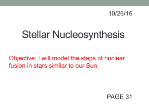 Notes: Stellar Nucleosynthesis