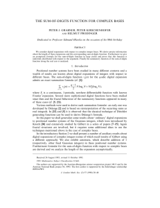 THE SUM-OF-DIGITS FUNCTION FOR COMPLEX BASES