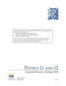 Physics 11 and 12 - Province of British Columbia