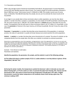 7.1.1 Parameters and Statistics What is the average income of