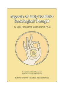 Aspects of Early Buddhist Sociological Thought