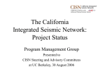 CISN Report, Part I - California Integrated Seismic Network