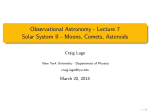 Observational Astronomy - Lecture 7 Solar System II
