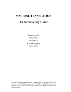 MACHINE TRANSLATION An Introductory Guide