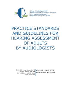 Practice Standards and Guidelines for Hearing Assessment