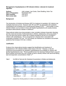 Management of dyslipidaemia in HIV infected children: rationale for