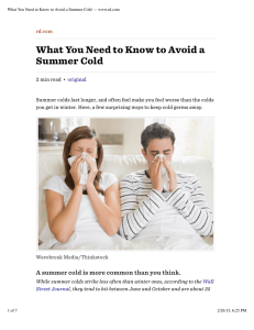 What You Need to Know to Avoid a Summer Cold