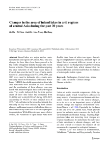 Changes in the area of inland lakes in arid regions of central Asia