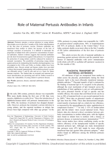 Role of Maternal Pertussis Antibodies in Infants