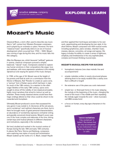 Mozart`s Music - Canadian Opera Company