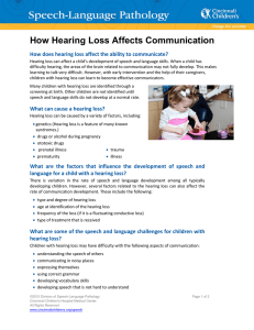 Speech - Hearing Loss Disorders