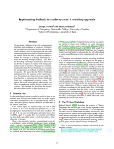 Implementing feedback in creative systems: A - CEUR