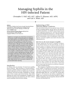 Managing Syphilis in the HIV-infected Patient