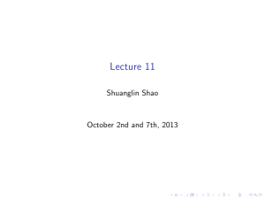Lecture 11 (October 2nd and 7th)