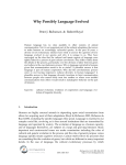 Why Possibly Language Evolved - Department of Environmental