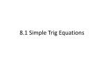 8.1 Simple Trig Equations