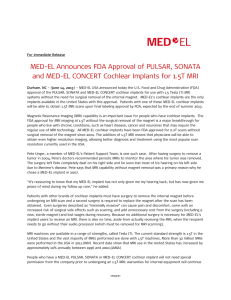 MED-EL Announces FDA Approval of PULSAR, SONATA and MED