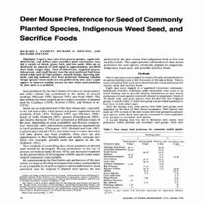 Deer Mouse Preference for Seed of Commonly Planted Species