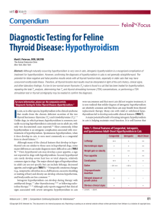 Diagnostic Testing for Feline Thyroid Disease: Hypothyroidism