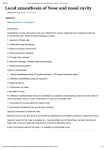 Local anaesthesia of Nose and nasal cavity