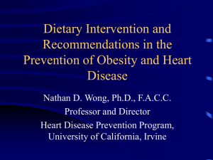 Dietary Approaches: Pritikin - Heart Disease Prevention Program