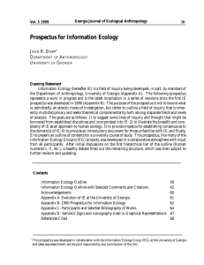 Prospectus for Information Ecology