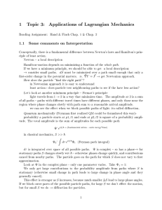 1 Topic 3: Applications of Lagrangian Mechanics
