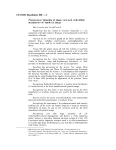 ECOSOC Resolution 2001/14 Prevention of diversion of