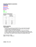 Evaluating algebraic expressions: