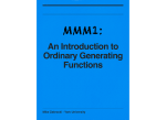 An Introduction to Ordinary Generating Functions