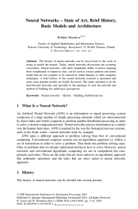 Neural Networks – State of Art, Brief History, Basic Models and