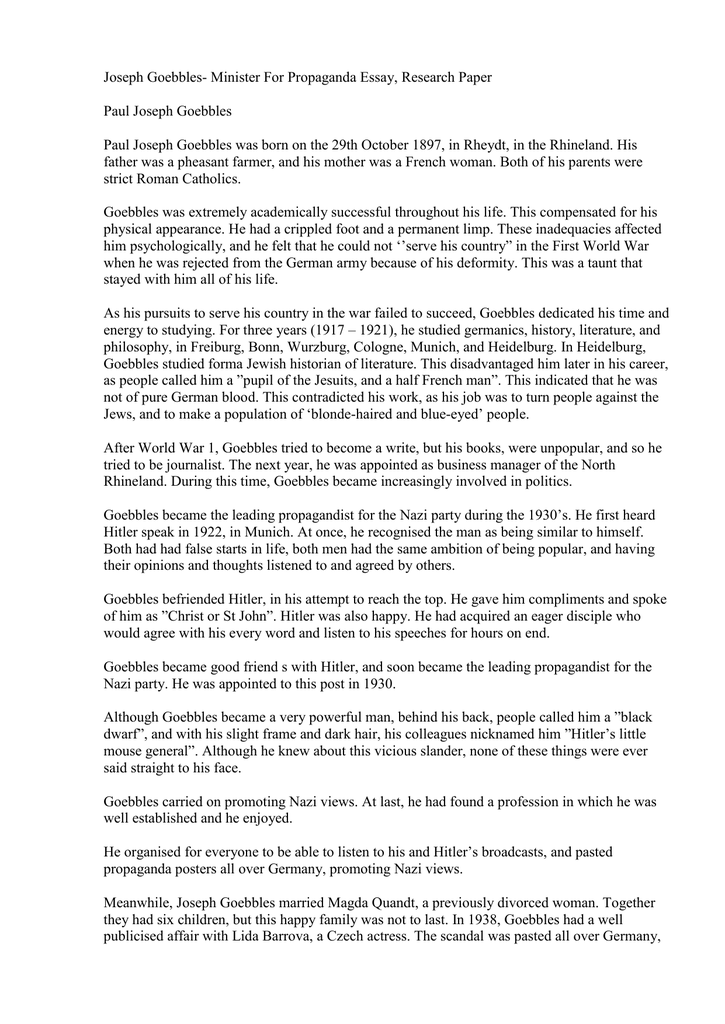 Argumentative Essay Thesis Statement Examples Health Promotion Essays also Examples Thesis Statements Essays Joseph Goebbles Minister For Propaganda Essay Research English As A Second Language Essay
