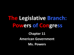 The Legislative Branch: Powers of Congress