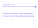 Status of the RAINS model development for the review of the