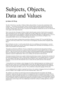 Subjects, Objects, Data and Values