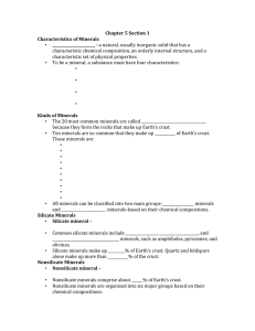 Chapter 5 Section 1 Characteristics of Minerals