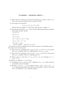 NUMBERS! - PROBLEM SHEET 4 (1) Show that the collection of all