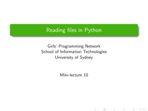 Reading files in Python - School of Information Technologies