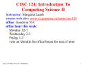 CISC 124: Introduction To Computing Science II instructor