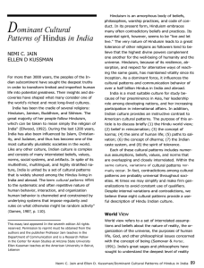Dominant Cultural Patterns of Hindus in India