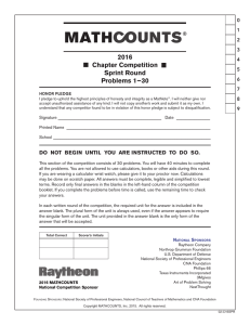 2016 Chapter Competition Sprint Round Problems 1−30