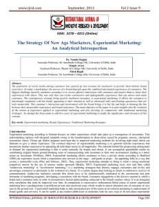 The Strategy Of New Age Marketers, Experiential Marketing: An