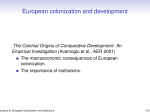 Lecture 8: European Colonization and Institutions