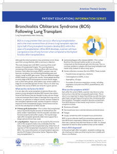 Bronchiolitis Obliterans Syndrome (BOS) Following Lung Transplant