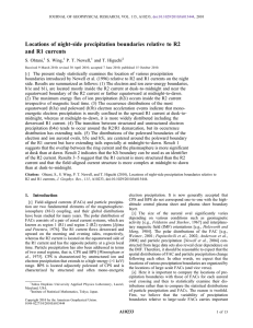 Locations of night‐side precipitation boundaries relative to R2 and