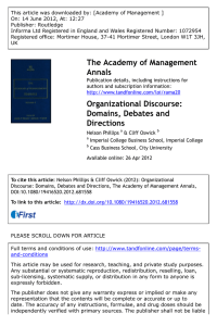 Organizational Discourse: Domains, Debates and Directions (PDF